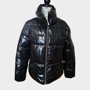 Noize Goldie Shiny Black Puffer Coat Size Small